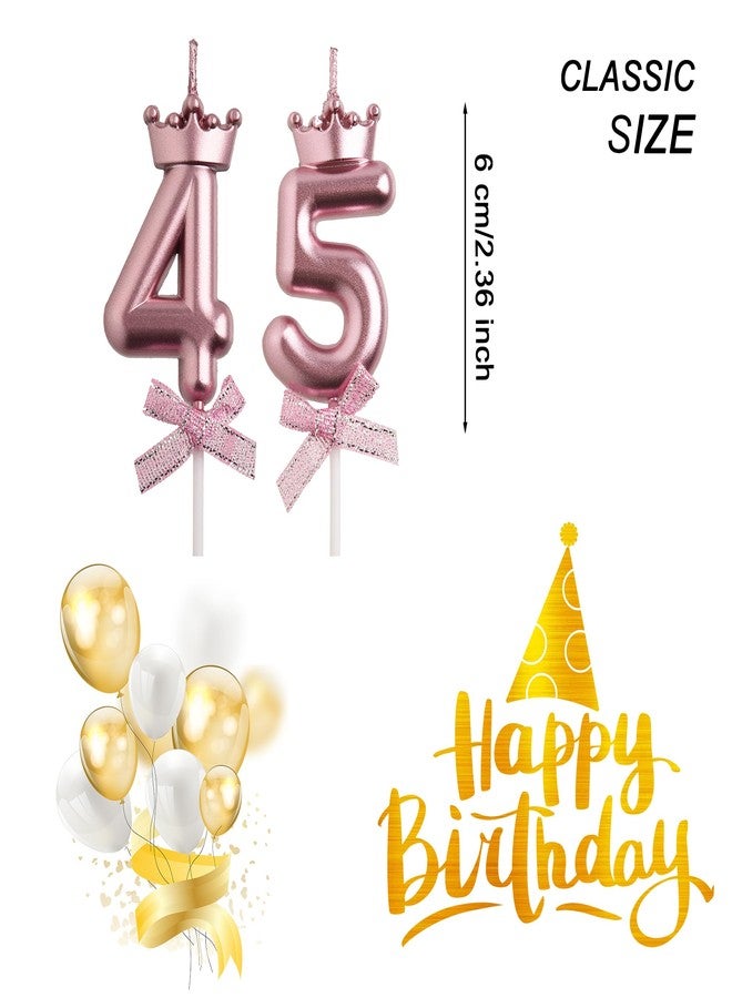 AOOLADA 45th 54th Birthday Candles, Rose Gold 54 45 Year Old Cake Topper Number Birthday Candles, Birthday Party Decorations Gifts for Women Men - Image 2